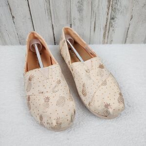 Toms Pineapple Alparagata Classic Slip On Flats Rose Gold Size 9